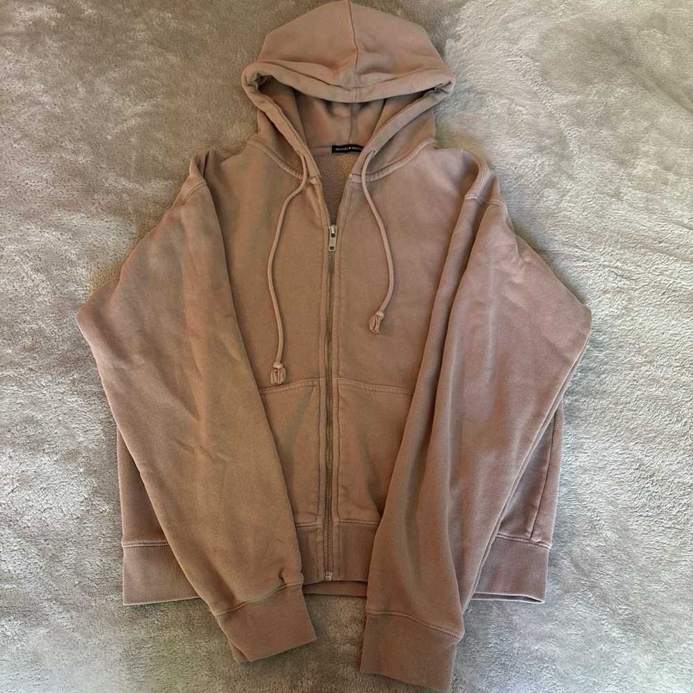 Brandy Melville Tan Zip-Up Hoodie